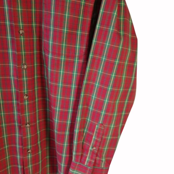 Cabelas Outfitter Red Green Plaid Long Sleeve Button Shirt Size XL Tall Holidays - Picture 3 of 14